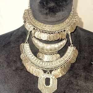 Bohemian style silver plated necklace